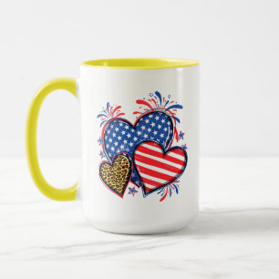 Amerikanische Flagge Herz Leopard Sublimation-6421 Tasse