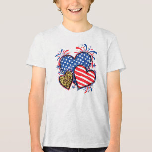 Amerikanische Flagge Herz Leopard Sublimation-6421 Tri-Blend Shirt