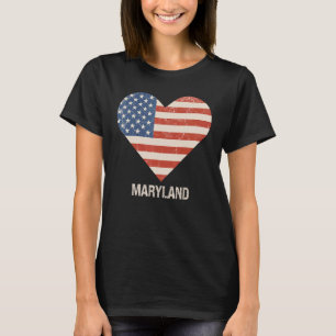 Amerikanische Flagge Herz Maryland 4. Juli Patriot T-Shirt