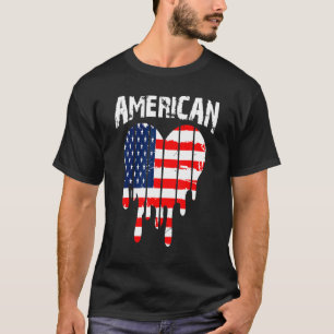 Amerikanische Flagge Herz Patriotic USA 4. Juli T-Shirt