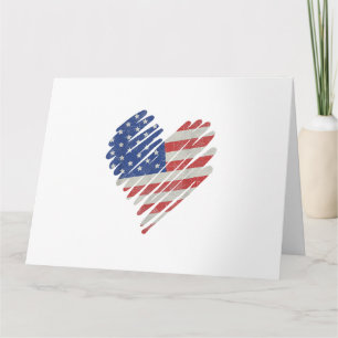 Amerikanische Flagge Herz Rot Weiß Blau Süß 4. Jul Karte