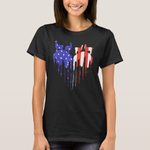 Amerikanische Flagge Herz Rot Weiße Llamas Und Bla T-Shirt
