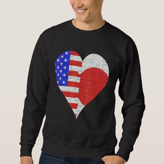 Amerikanische Flagge Herz Sweatshirt (Vorderseite)