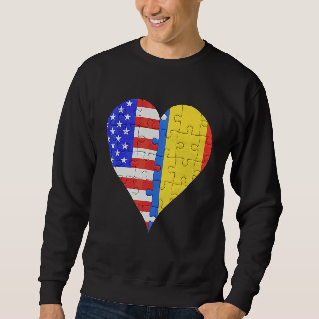 Amerikanische Flagge Herz Sweatshirt (Vorderseite)