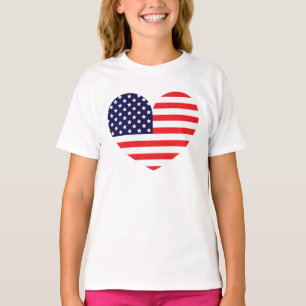 Amerikanische Flagge Herz T-Shirt