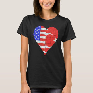 Amerikanische Flagge Herz T-Shirt