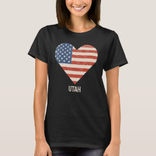 Amerikanische Flagge Herz Utah 4. Juli Patriotisch T-Shirt