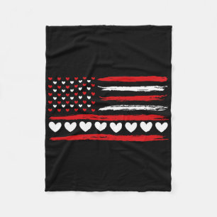 Amerikanische Flagge Herzen Liebe Patriotisch Glüc Fleecedecke