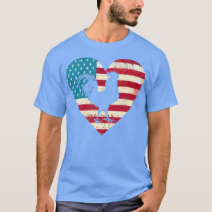 Amerikanische Flagge Herzenshähnchen Lover Hen Far T-Shirt