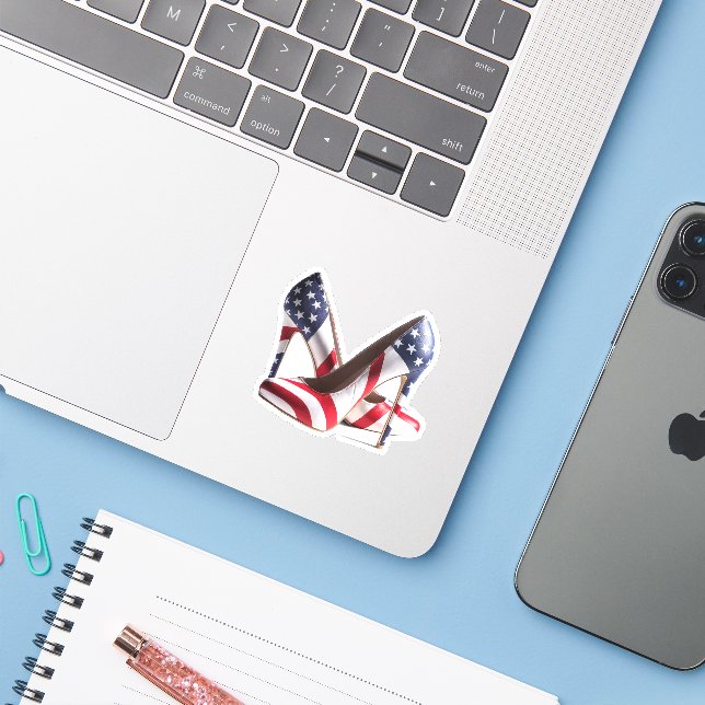 Amerikanische Flagge High Heel Schuhe Aufkleber (Laptop mit iPhone)