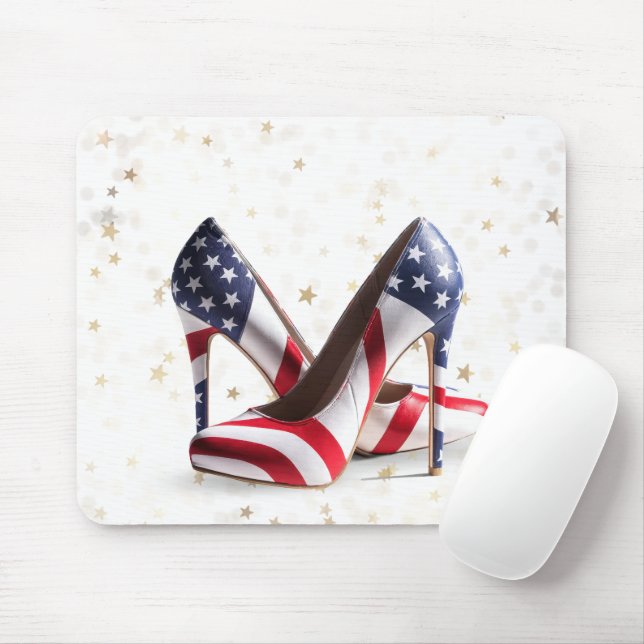 Amerikanische Flagge High Heel Schuhe Mousepad (Mit Mouse)