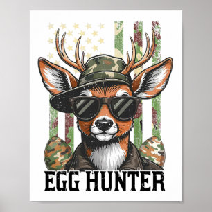 Amerikanische Flagge Hirsche und Camouflage Hühner Poster