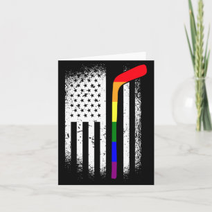 Amerikanische Flagge Hockey Lgbt-Q Regenbogen-Schl Karte