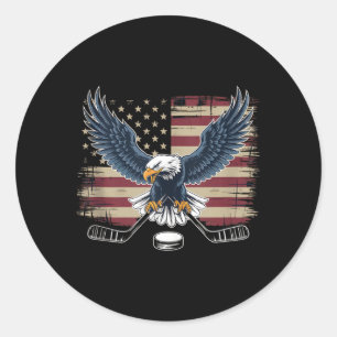 Amerikanische Flagge Hockey Runder Aufkleber