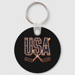 Amerikanische Flagge Hockey Schlüsselanhänger
