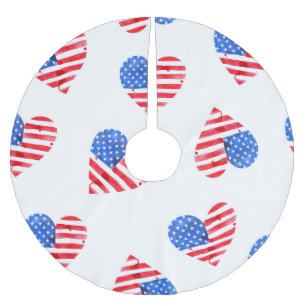 Amerikanische Flagge hört Wasserfarbe Nahtlos. Polyester Weihnachtsbaumdecke