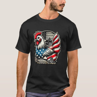 Amerikanische Flagge Huhn 4. Juli Patriotischer Fa T-Shirt