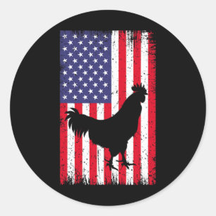 Amerikanische Flagge Huhn Hahn Bauernhof Ranch _1 Runder Aufkleber