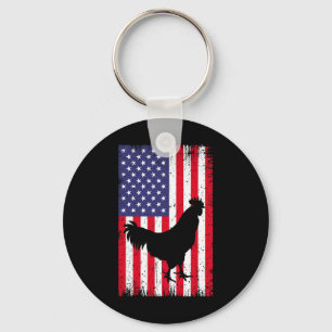 Amerikanische Flagge Huhn Hahn Bauernhof Ranch _1 Schlüsselanhänger