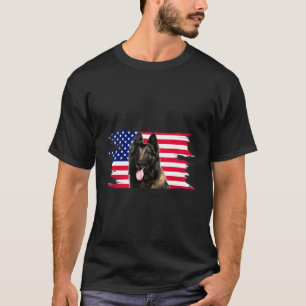 Amerikanische Flagge Hund Belgisch Tervuren T-Shirt