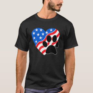 Amerikanische Flagge Hund Und Katze Pfote Prinz 4. T-Shirt