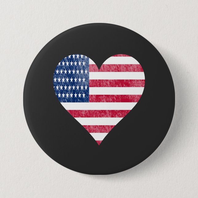 Amerikanische Flagge im Herzen Button (Vorderseite)
