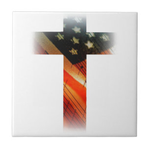 Amerikanische Flagge im Kreuz Fliese