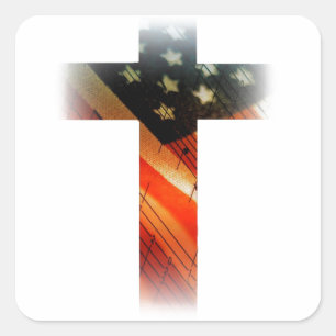 Amerikanische Flagge im Kreuz Quadratischer Aufkleber