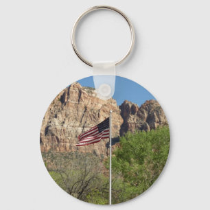 Amerikanische Flagge im Zion National Park II Schlüsselanhänger