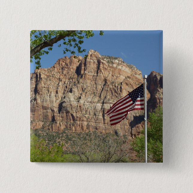 Amerikanische Flagge im Zion-Nationalpark I Button (Vorderseite)