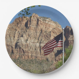 Amerikanische Flagge im Zion-Nationalpark I Pappteller