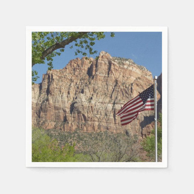 Amerikanische Flagge im Zion-Nationalpark I Serviette (Vorderseite)