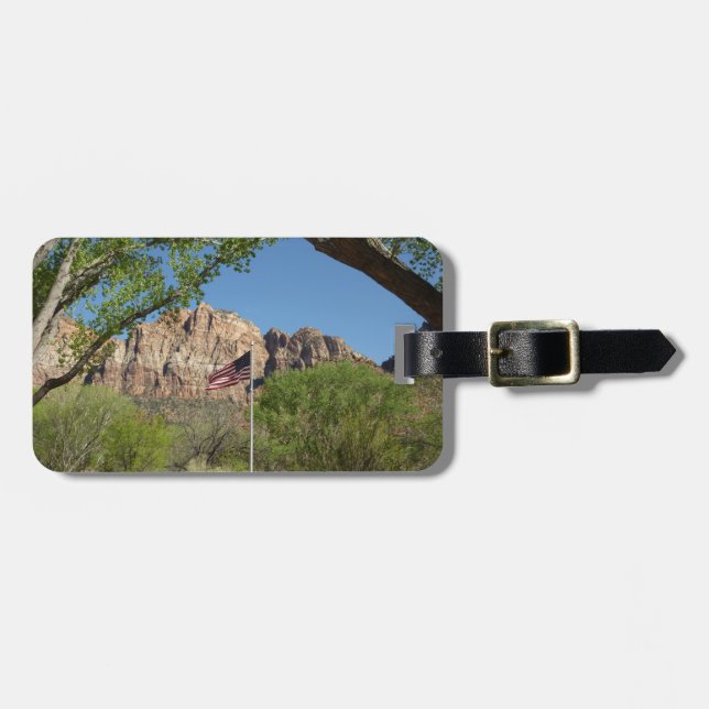 Amerikanische Flagge im Zion-Nationalpark II Gepäckanhänger (Vorderseite horizontal)