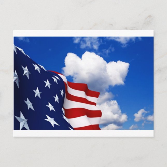 Amerikanische Flagge in blauem Himmel Postkarte (Vorderseite)