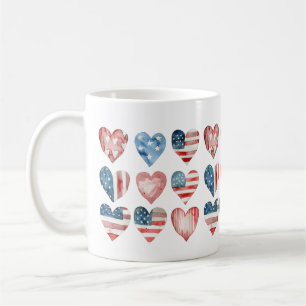 Amerikanische Flagge in den Tasse des Herzens