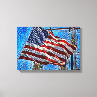 Amerikanische Flagge in der Windkunst Leinwanddruck