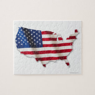 Amerikanische Flagge in Form der Vereinigten Staat Puzzle