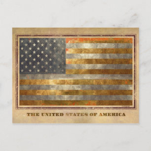 Amerikanische Flagge in Goldblatt Postkarte