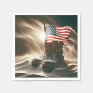 Amerikanische Flagge in Militärbooten Serviette