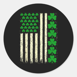 Amerikanische Flagge irische Shamrocks St. Patrick Runder Aufkleber