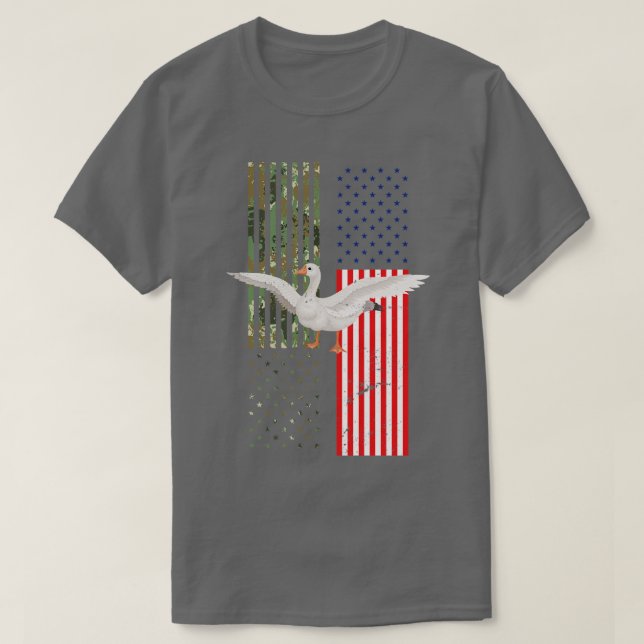 Amerikanische Flagge Jagd Gänse 1 T-Shirt (Design vorne)