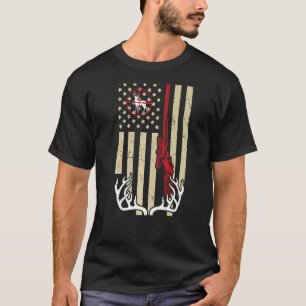 Amerikanische Flagge Jagd Hirschantler mit Gewehr T-Shirt