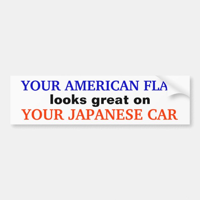 "AMERIKANISCHE FLAGGE/JAPANISCHES AUTO" AUTOAUFKLEBER (Vorne)
