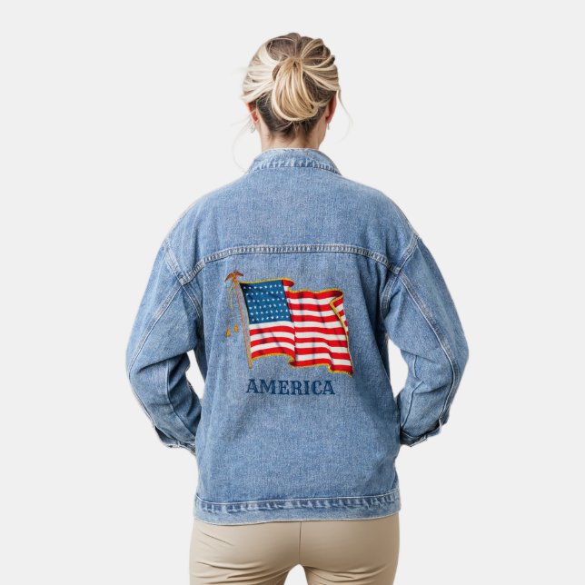 Amerikanische Flagge Jeansjacke (Modell)