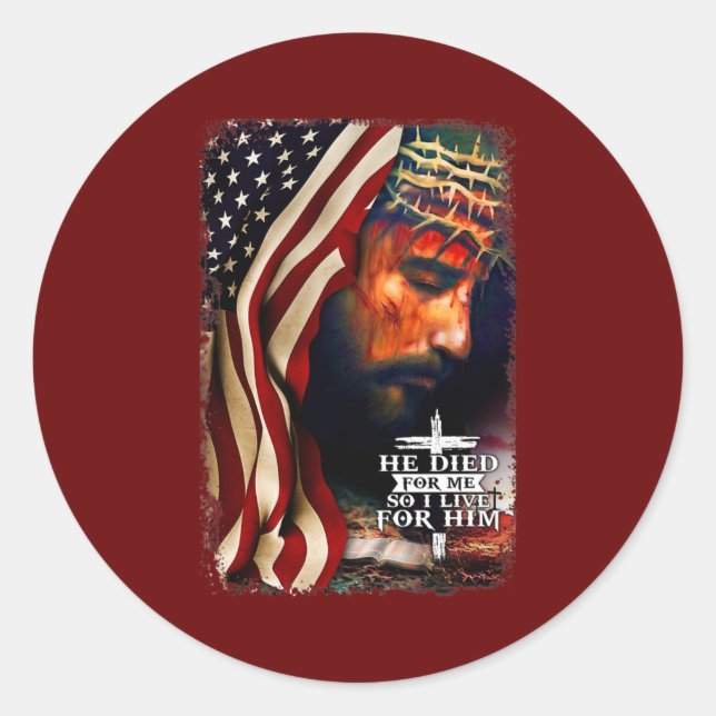 Amerikanische Flagge Jesus Christliches Zitat Bibe Runder Aufkleber (Vorderseite)