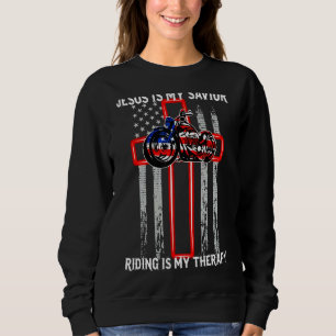 Amerikanische Flagge Jesus ist mein Retter Reiten  Sweatshirt