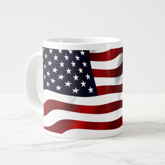 Amerikanische Flagge Jumbo-Tasse (Vorderseite Links)