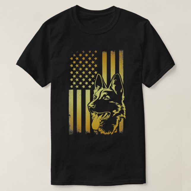Amerikanische Flagge K-9 Deutsche Schäferpolizei D T-Shirt (Design vorne)