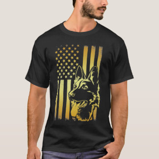Amerikanische Flagge K-9 Deutsche Schäferpolizei D T-Shirt