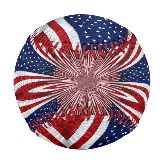 Amerikanische Flagge Kaleidoskop Abstrakt 1 Baseball (Vorderseite)